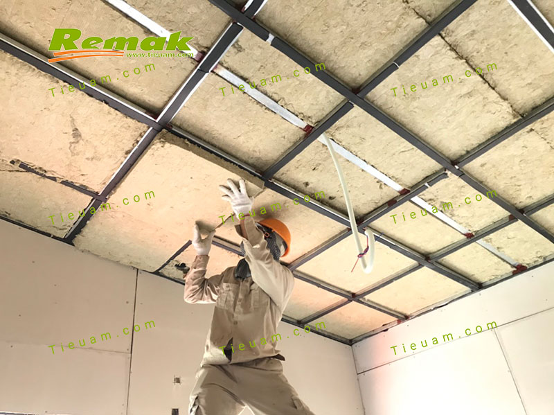 Làm trần chống nóng bằng bông cách nhiệt - bông khoáng Rockwool